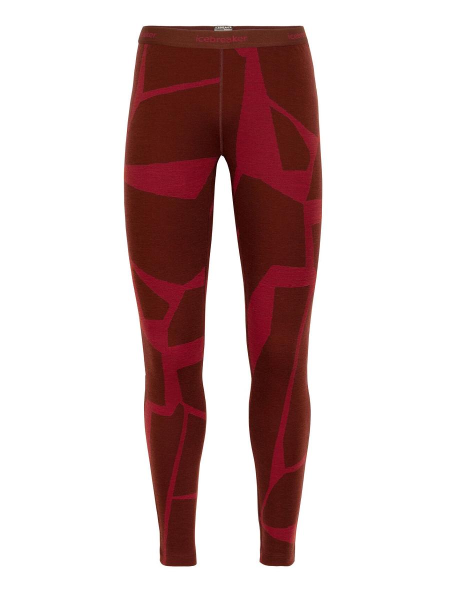 Espresso / Cherry Icebreaker Merino 250 Vertex Thermal Fractured Landscapes Women's Leggings | AU 1541OKIR